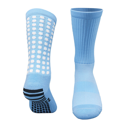 Calcetines antideslizantes de cuadros azul cielo · Talla única