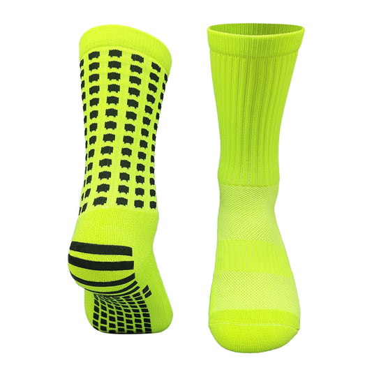 Calcetines antideslizantes de cuadros amarillo flúor · Talla única